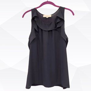 ✨LOFT Navy Blue Ruffle Sleeveless Blouse Size Small